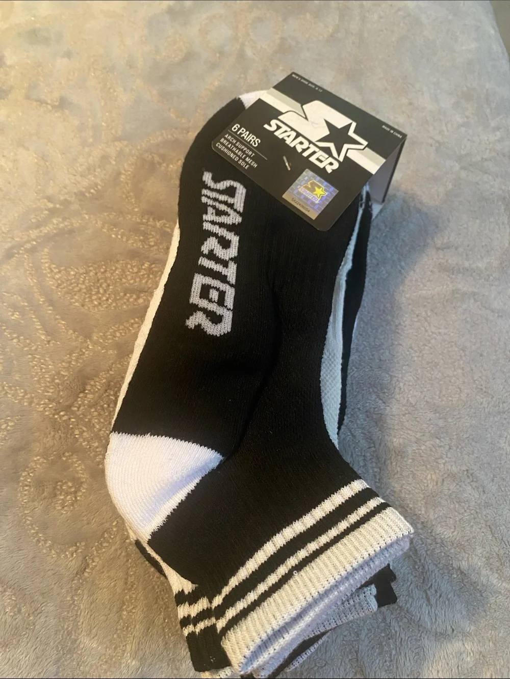 STARTER Black & White Low-Cut Athletic Socks - 6 Pack
